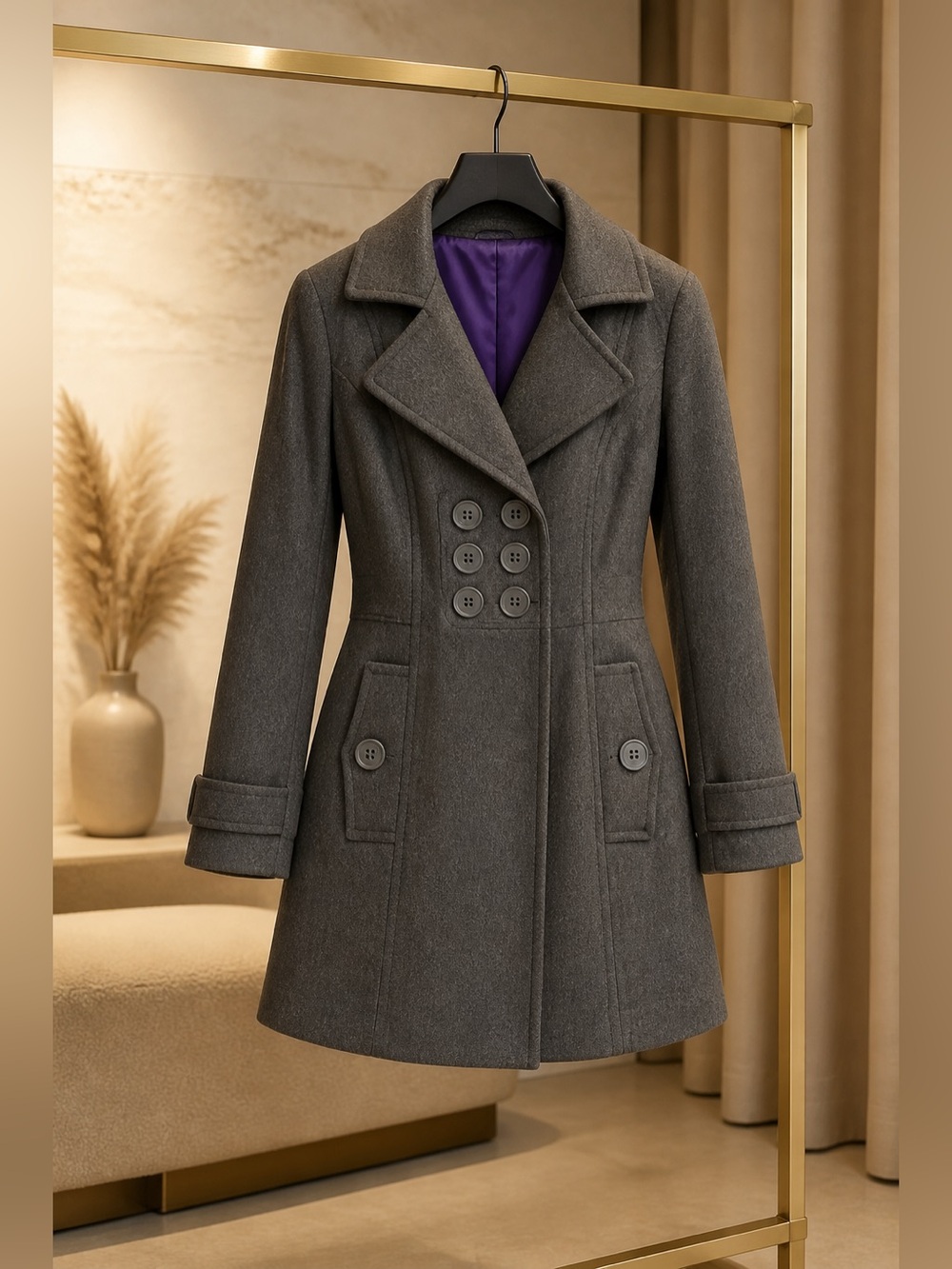 GRAY PEA COAT SIZE 10/12